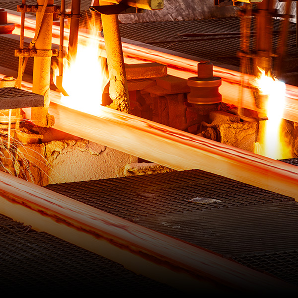 Hot metal rail being produced